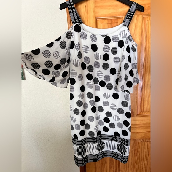 Signature By Robbie Bee White Polka Dot Dress Size 8 - Picture 2 of 7